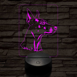 Német pincser-fej, 7 színű 3D led lámpa