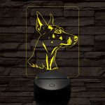 Német pincser-fej, 7 színű 3D led lámpa
