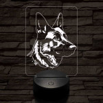 Német juhászkutya-fej 7 színű 3D led lámpa