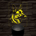 Német juhászkutya-fej 7 színű 3D led lámpa