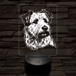 Glen of imaal terrier-fej 7 színű 3D led lámpa