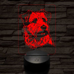 Glen of imaal terrier-fej 7 színű 3D led lámpa