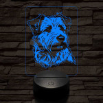 Glen of imaal terrier-fej 7 színű 3D led lámpa
