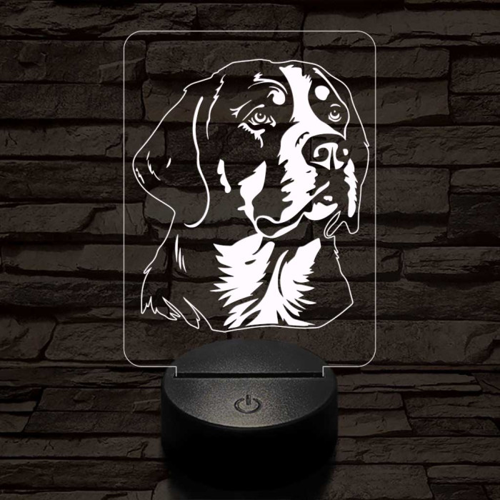 Nagy svájci havasi kutya-fej 7 színű 3D led lámpa