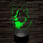 Izlandi juhászkutya-fej 7 színű 3D led lámpa