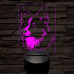 Izlandi juhászkutya-fej 7 színű 3D led lámpa