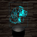 Vörös-fehér ír szetter-fej 7 színű 3D led lámpa
