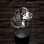 Vörös-fehér ír szetter-fej 7 színű 3D led lámpa