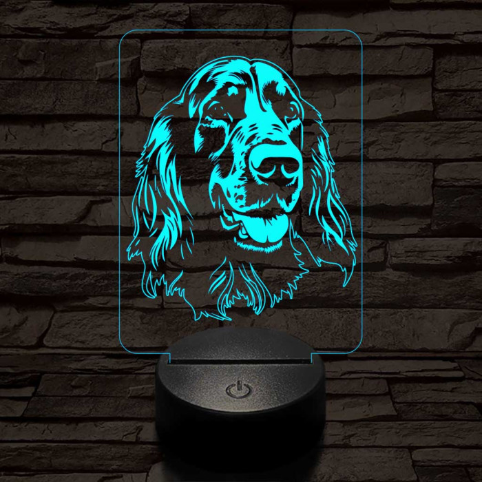Ír szetter-fej 7 színű 3D led lámpa