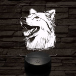 Amerikai eszkimó kutya-fej 7 színű 3D led lámpa