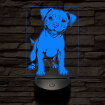 Amerikai pitbull kölyök-fej 7 színű 3D led lámpa