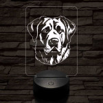 Anatóliai juhászkutya-fej 7 színű 3D led lámpa