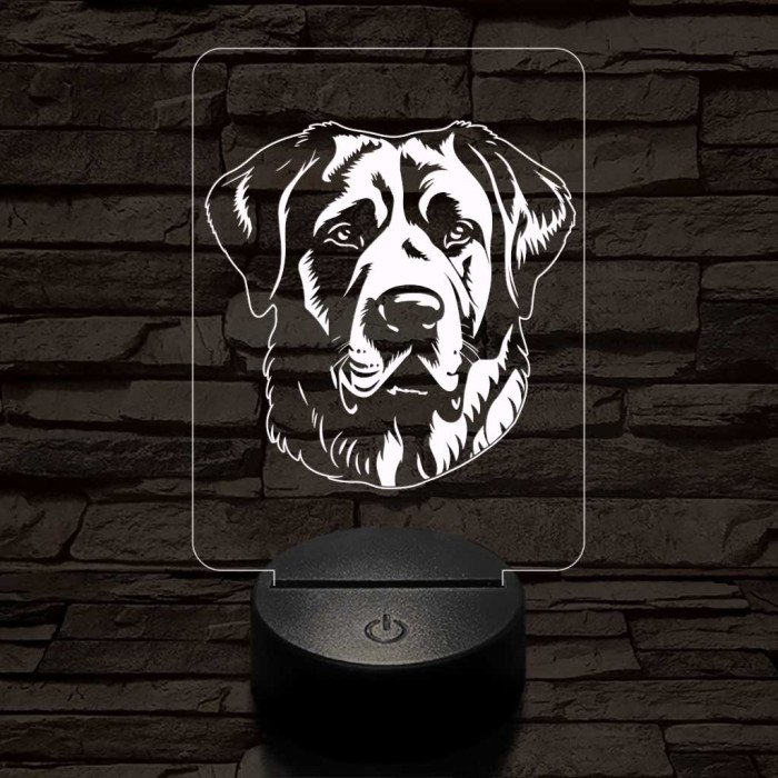 Anatóliai juhászkutya-fej 7 színű 3D led lámpa