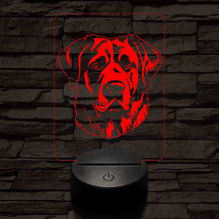Anatóliai juhászkutya-fej 7 színű 3D led lámpa