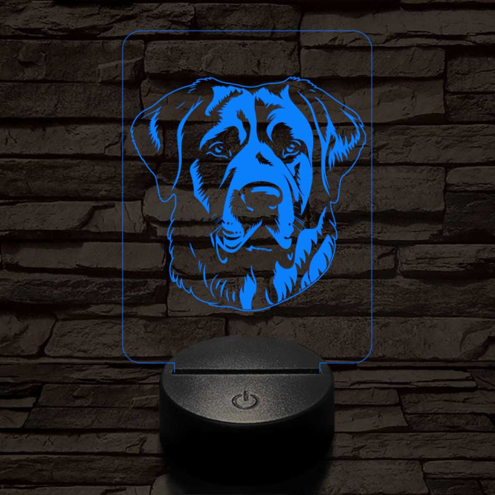 Anatóliai juhászkutya-fej 7 színű 3D led lámpa