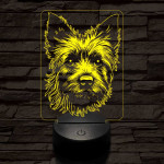Ausztrál terrier-fej 7 színű 3D led lámpa