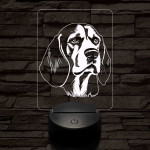 Beagle-fej 7 színű 3D led lámpa