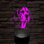 Beagle-fej 7 színű 3D led lámpa