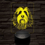 Szakállas collie-fej 7 színű 3D led lámpa