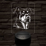 Beauce-i juhászkutya-fej 7 színű 3D led lámpa