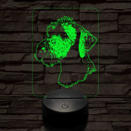 Bedlington terrier-fej 7 színű 3D led lámpa