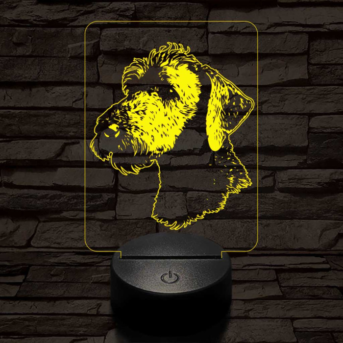 Bedlington terrier-fej 7 színű 3D led lámpa