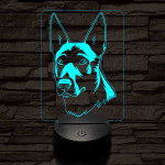 Belga juhászkutya-fej 7 színű 3D led lámpa