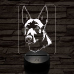 Belga juhászkutya-fej 7 színű 3D led lámpa