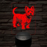 Westie 7 színű 3D led lámpa