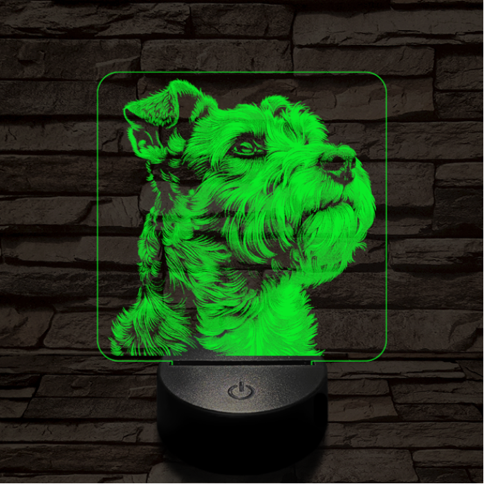 Schnauzer portré 7 színű valósághű 3D led lámpa