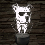 Bull Terrier öltönyben 7 színű, színváltós 3D led lámpa