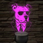 Bull Terrier öltönyben 7 színű, színváltós 3D led lámpa