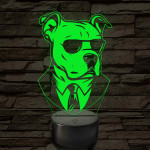 Bull Terrier öltönyben 7 színű, színváltós 3D led lámpa