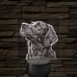 Sima szőrű retriever portré 7 színű valósághű 3D led lámpa
