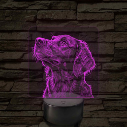 Sima szőrű retriever portré 7 színű valósághű 3D led lámpa