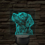 Sima szőrű retriever portré 7 színű valósághű 3D led lámpa