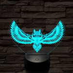 Bagoly repül 7 színű 3D led lámpa