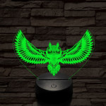 Bagoly repül 7 színű 3D led lámpa