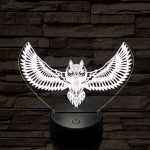 Bagoly repül 7 színű 3D led lámpa