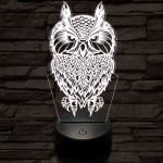 Bagoly vadász 7 színű 3D led lámpa