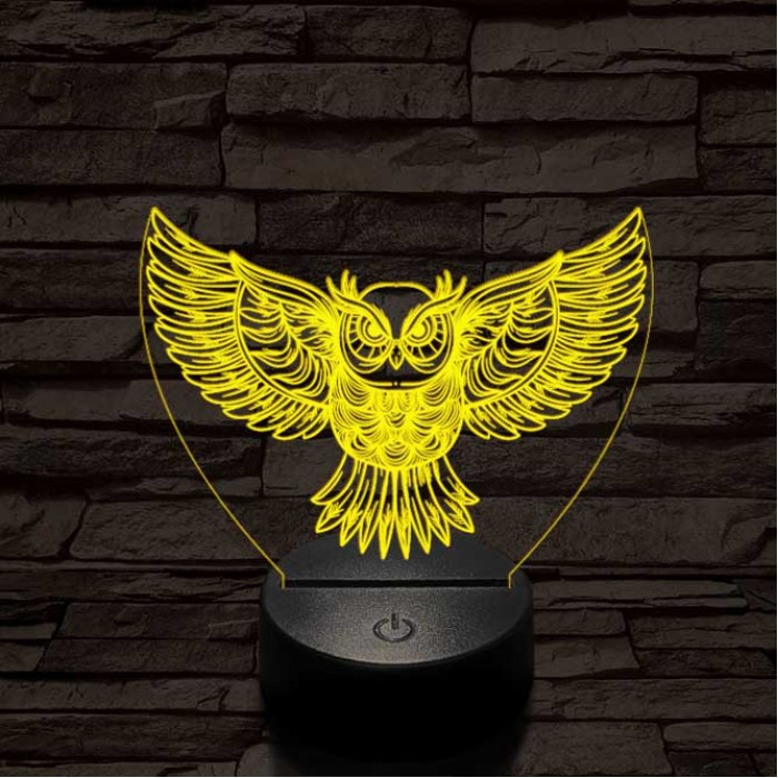 Bagoly szárnyal 7 színű 3D led lámpa