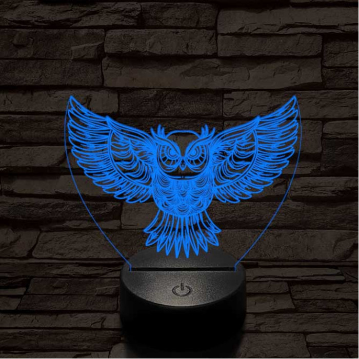 Bagoly szárnyal 7 színű 3D led lámpa