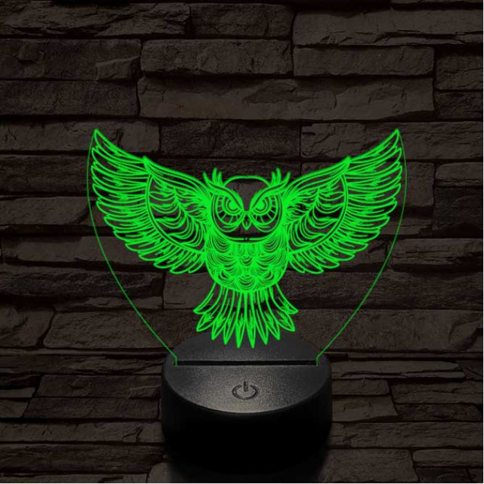 Bagoly szárnyal 7 színű 3D led lámpa