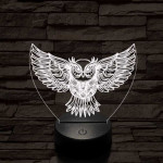 Bagoly szárnyal 7 színű 3D led lámpa
