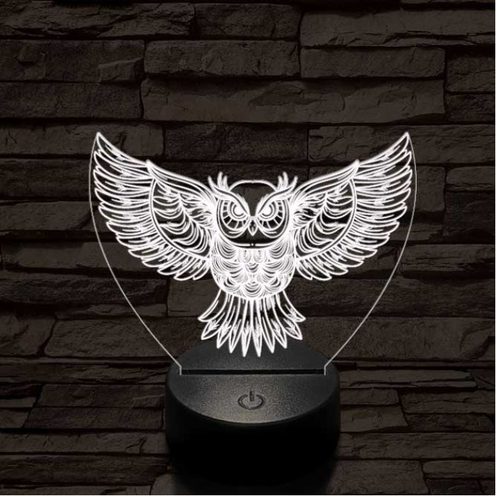 Bagoly szárnyal 7 színű 3D led lámpa