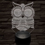 Mintás Bagoly 7 színű 3D led lámpa
