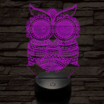 Mintás Bagoly 7 színű 3D led lámpa