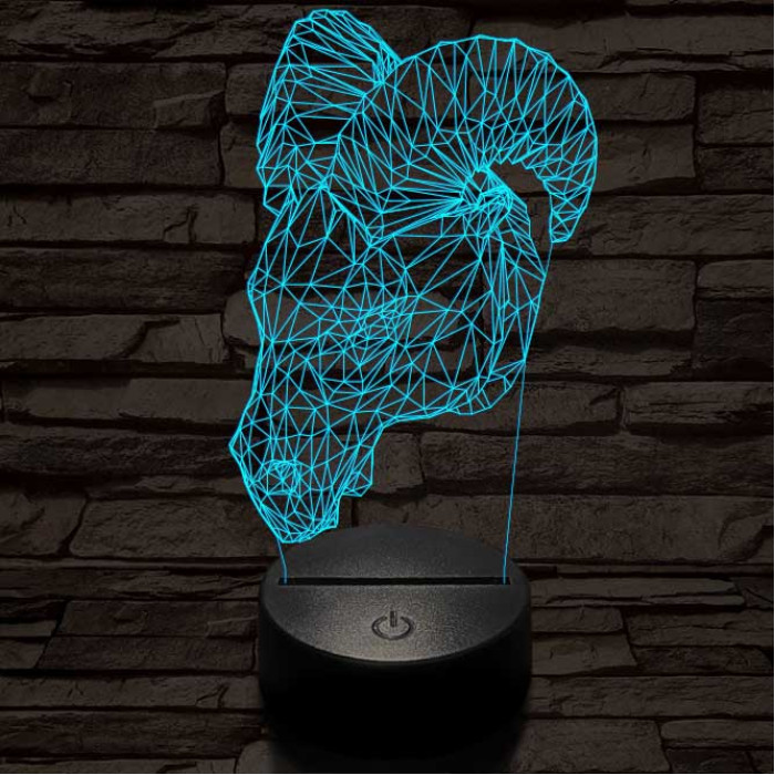Kos fej 7 színű 3D led lámpa