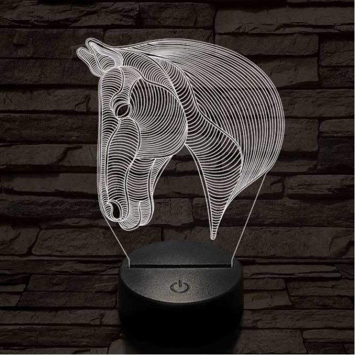 Ló fej  7 színű 3D led lámpa