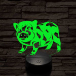 Foltos kismalac 7 színű 3D led lámpa